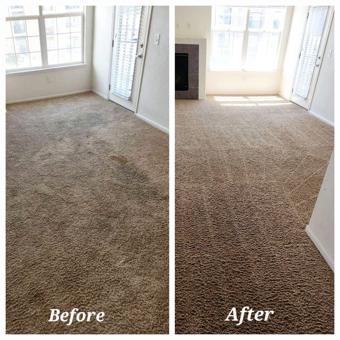 Before and after carpet cleaning in a Northern Colorado home